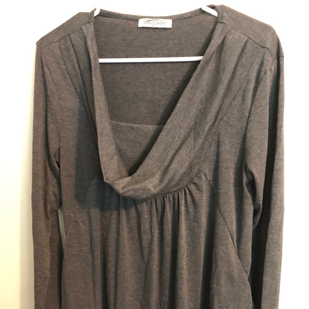 Gray cowl neck tunic top
